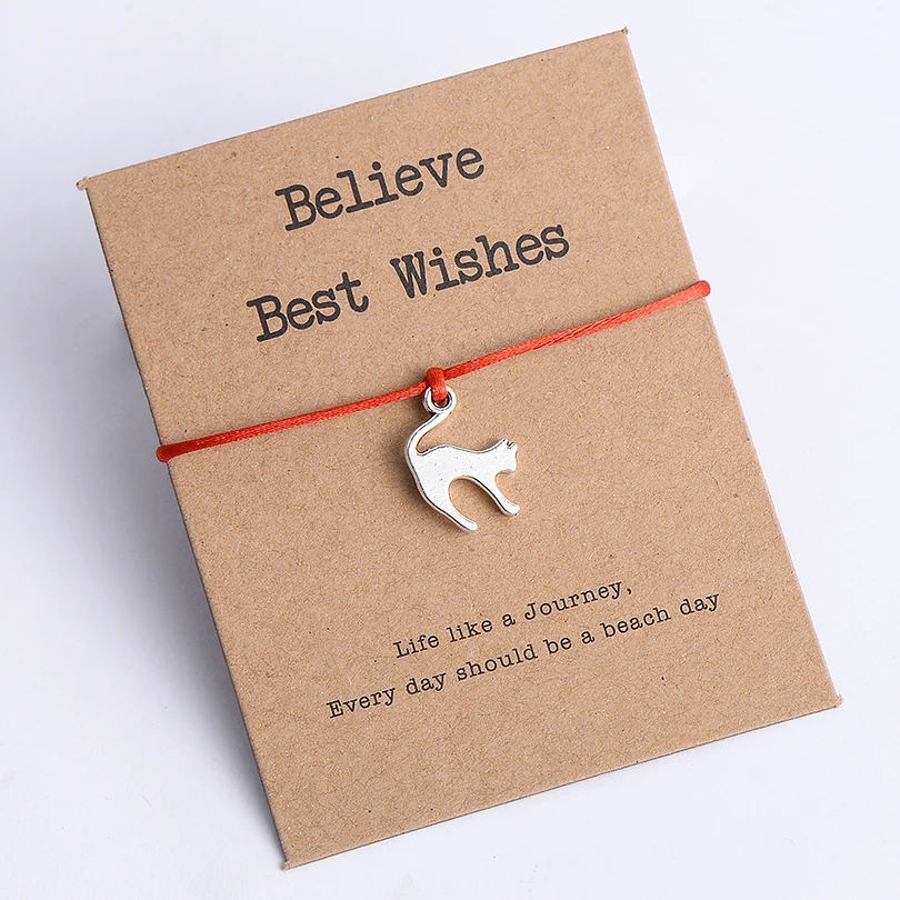 Lovely Animal Cat Charm Bracelet for Men Women Kids Best Wishes Handmade Bracelets Red String Jewelry Kraft Paper Card
Lovely Animal Cat Charm Bracelet for Men Women Kids Best Wishes Handmade Bracelets Red String Jewelry Kraft Paper Card