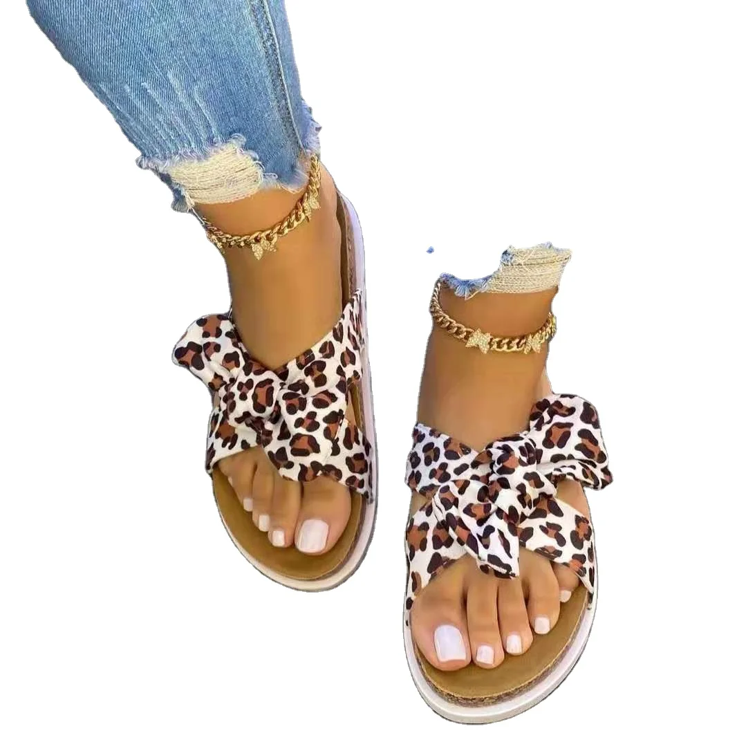 New summer cork with bowknot leopard print color slippers women trade large cross beach slippers spot
New summer cork with bowknot leopard print color slippers women trade large cross beach slippers spot