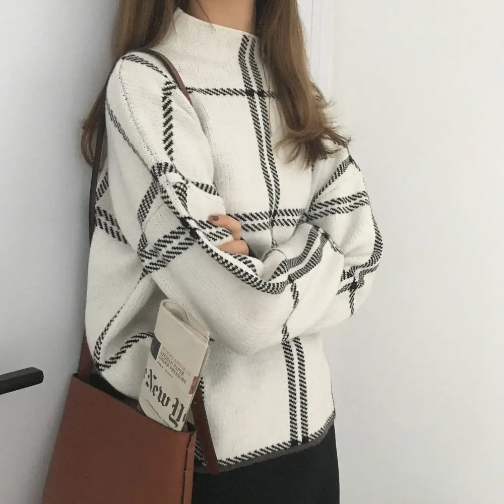 2021 trendy New Winter Women's Pullovers Sweater Fashion Plaid Turtleneck Loose Knit Full Sleeve Korean Casual Tops
2021 trendy New Winter Women's Pullovers Sweater Fashion Plaid Turtleneck Loose Knit Full Sleeve Korean Casual Tops