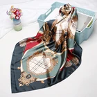 Chinese Custom Logo Digital Print Women Square 100% Silk Satin Scarf