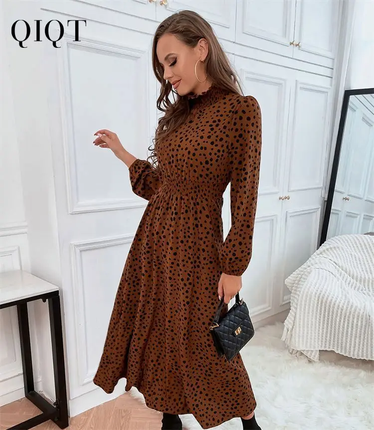 Wholesale Sweat Autumn Long Sleeve Leopard Print Dress Long Dress High Collar Ruffle Women Chiffon Dress
Wholesale Sweat Autumn Long Sleeve Leopard Print Dress Long Dress High Collar Ruffle Women Chiffon Dress