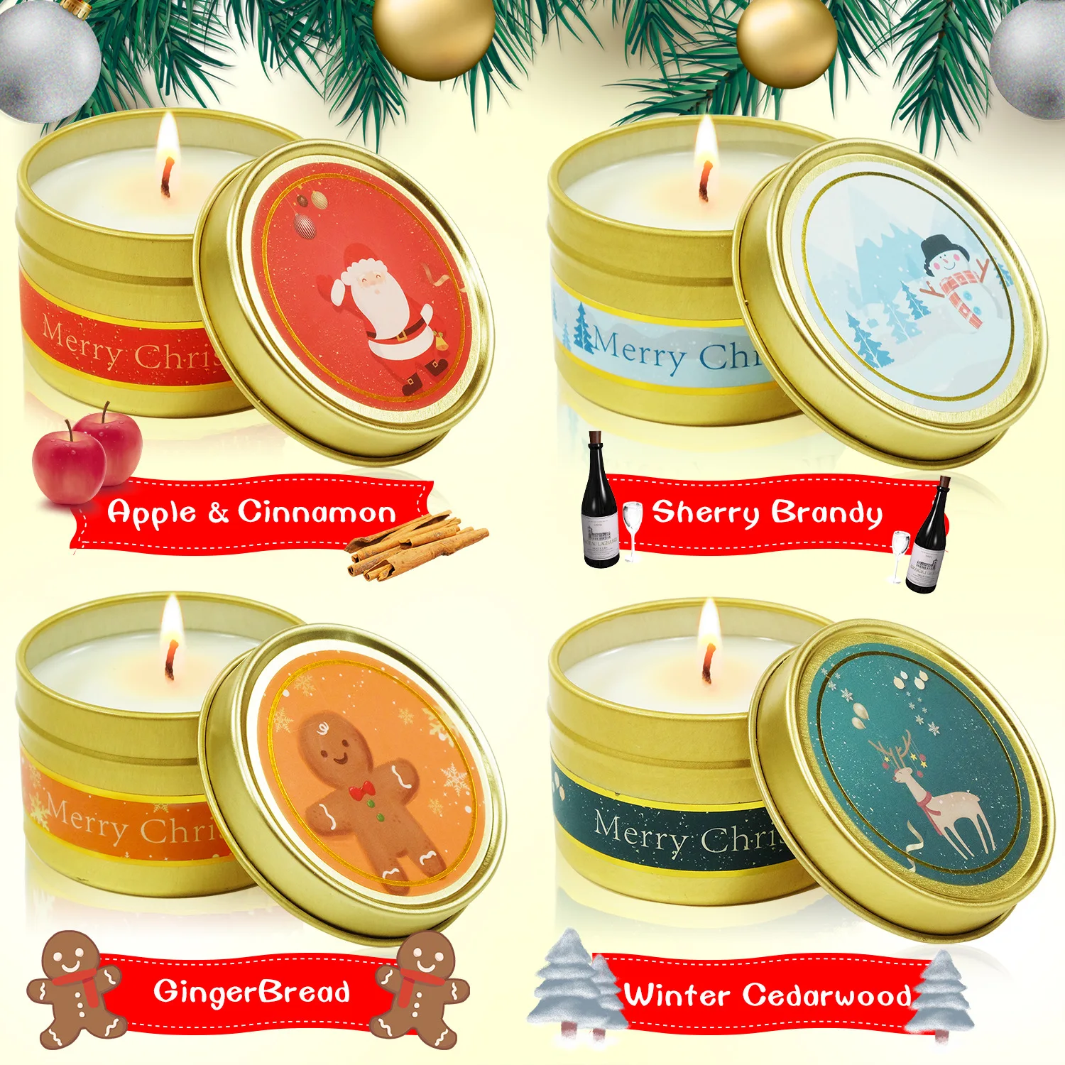 chrimas holiday gift candle gift set aromatic soy