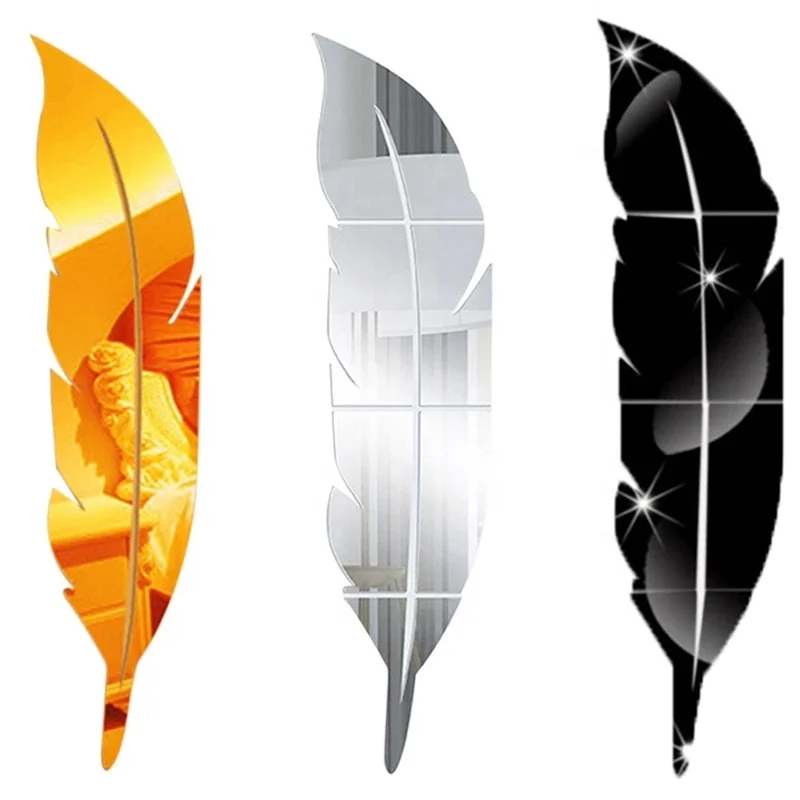 Wall Sticker Mirror Sticking 3D Acrylic Waterproof Feather Wall Decal for Home bedroom Wall Decor, Gold, silver, black
Wall Sticker Mirror Sticking 3D Acrylic Waterproof Feather Wall Decal for Home bedroom Wall Decor, Gold, silver, black