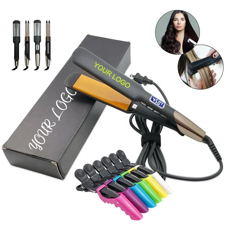 Custom Logo New Crimp 2 In 1 Wave Styler 450F Temperature Control Digital Flat Iron Black Hair Extension Straightener
Custom Logo New Crimp 2 In 1 Wave Styler 450F Temperature Control Digital Flat Iron Black Hair Extension Straightener