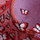 Red Butterfly Fancy Red Butterfly Tulle Lace Fabric Embroidery For Child Dress