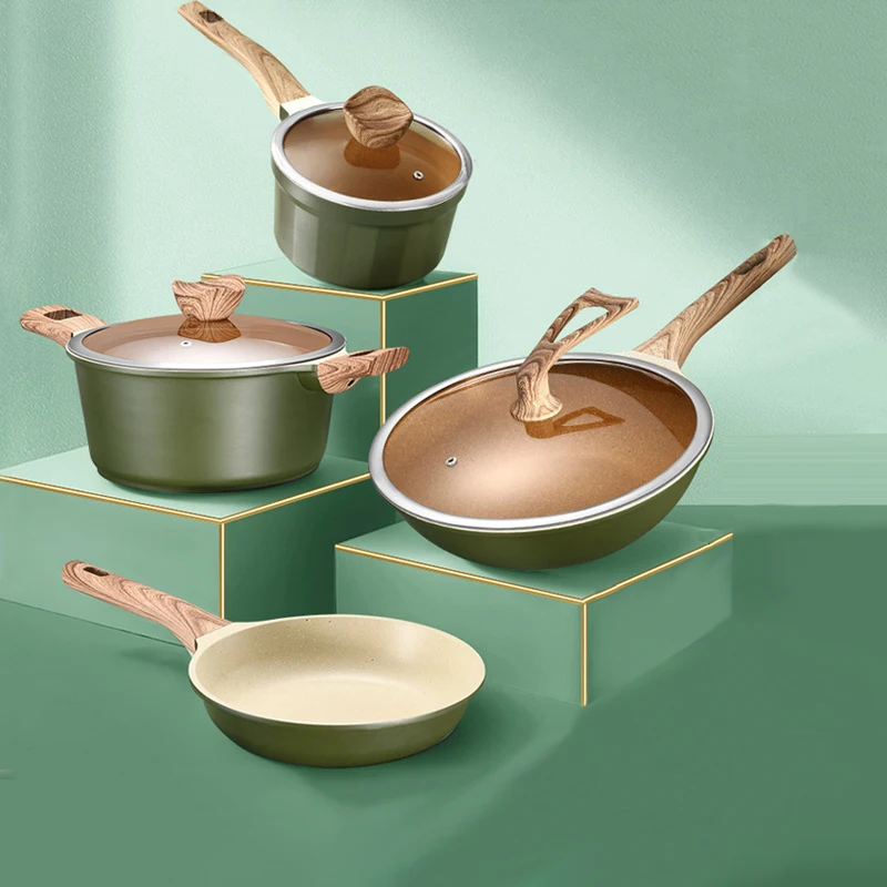 Japanese modern simple design green kitchen aluminium induction pot for cooking cookware set
Japanese modern simple design green kitchen aluminium induction pot for cooking cookware set