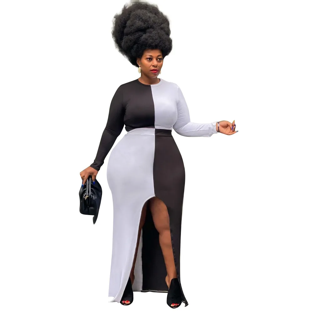 B54162A Plus size two pieces skirt set women fashion round collar t-shirt with slit skirt, Shown
B54162A Plus size two pieces skirt set women fashion round collar t-shirt with slit skirt, Shown