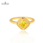 Custom yellow zircon 18k gold plated jewelry ring