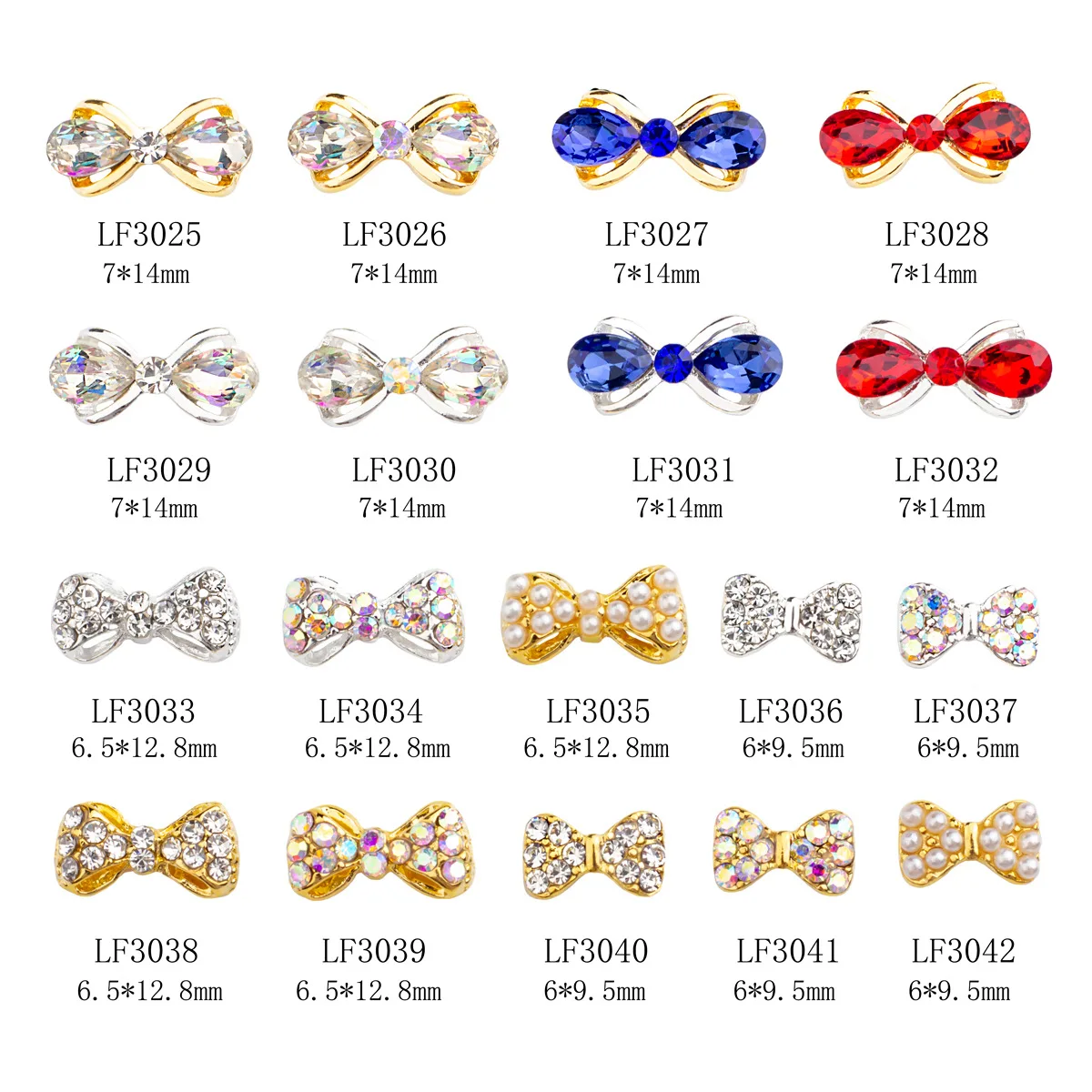 NAR006 18 styles 1pc Mixed 3D Nail Glitter Decoration Crystal Jewelry Gold Bow Shape Nails Glass nail art accessories wholesale
NAR006 18 styles 1pc Mixed 3D Nail Glitter Decoration Crystal Jewelry Gold Bow Shape Nails Glass nail art accessories wholesale