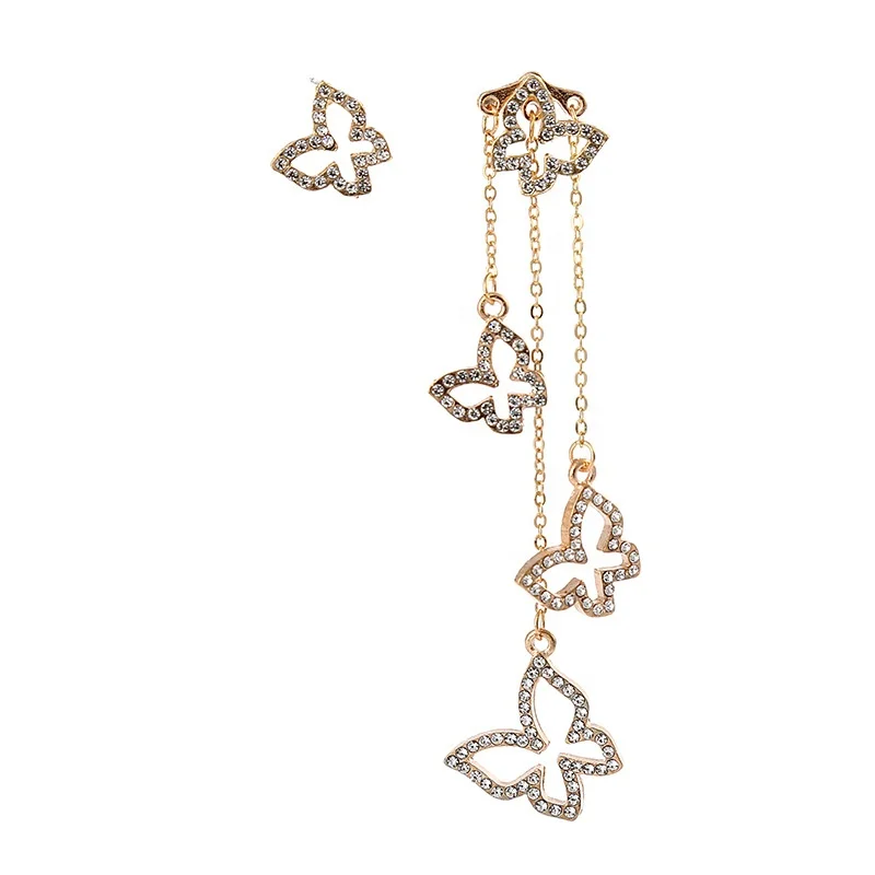 Wholesales women fashion gold silver long drop dangling crystal butterfly earrings, Gold and silver
Wholesales women fashion gold silver long drop dangling crystal butterfly earrings, Gold and silver