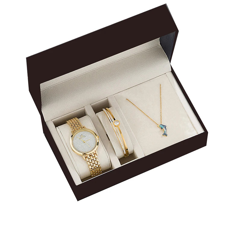 3Pcs Watch gift Set Necklace Bracelet Sets Style Stainless Steel Wholesale Fashion Gift for Women Jewelry Gold/rose gold Color
3Pcs Watch gift Set Necklace Bracelet Sets Style Stainless Steel Wholesale Fashion Gift for Women Jewelry Gold/rose gold Color