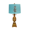 GuangDong JY Small Poly Resin with Pineapple Pattern Blue Silk Lamp Shades for Table Lamps