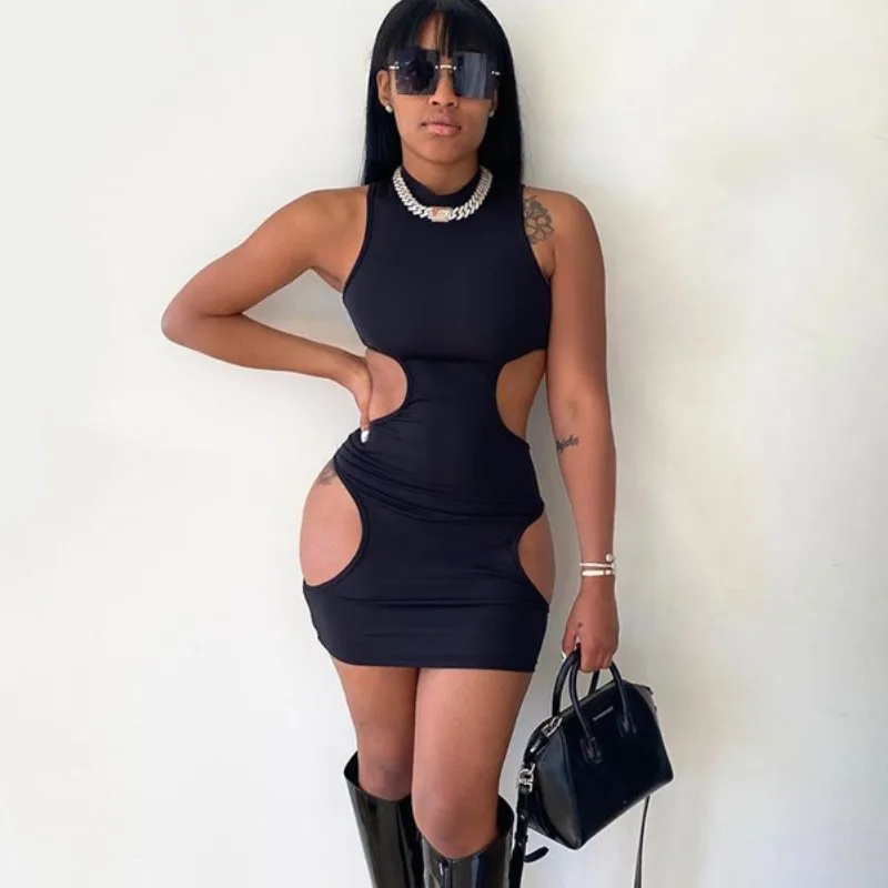Sexy Club Cut Out dresses 2021 Mock Neck Black Sleeveless Bodycon Short Summer Hollow Out Mini Dress Spring Women Clothing
Sexy Club Cut Out dresses 2021 Mock Neck Black Sleeveless Bodycon Short Summer Hollow Out Mini Dress Spring Women Clothing