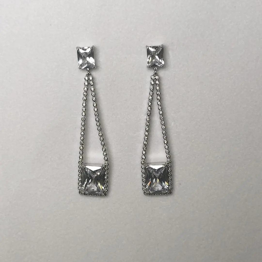 Wedding Jewelry brass Luxury Shiny Cubic Zirconia Sliver shein Drop Earrings, Silver
Wedding Jewelry brass Luxury Shiny Cubic Zirconia Sliver shein Drop Earrings, Silver