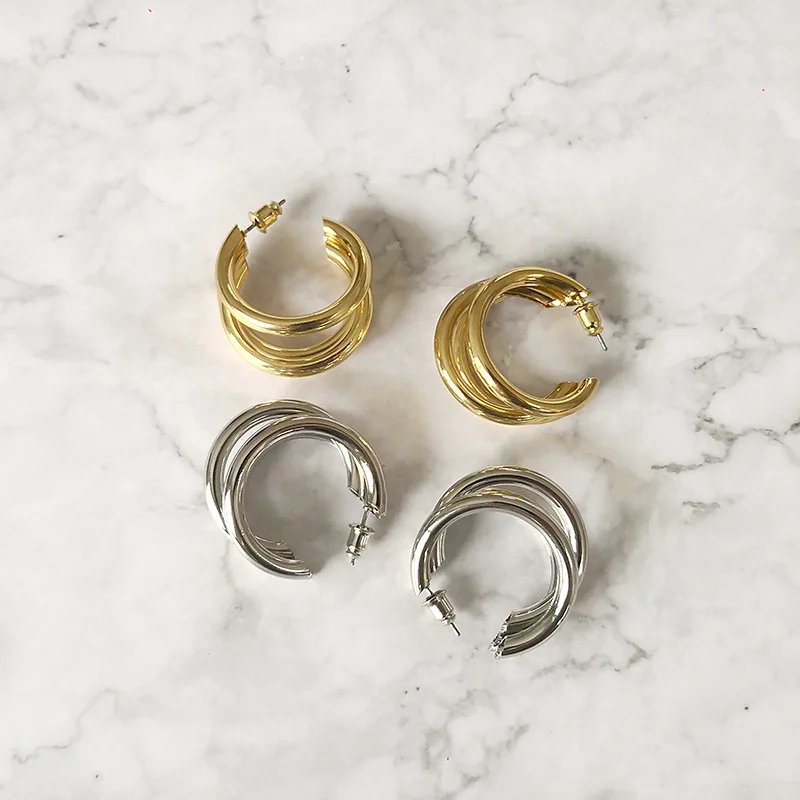 Vintage 14K Real Gold Silver Plated Stud Earrings French Style Multi-layers Geometric C Shaped Earrings Women Jewelry
Vintage 14K Real Gold Silver Plated Stud Earrings French Style Multi-layers Geometric C Shaped Earrings Women Jewelry