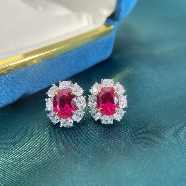 925 Sterling Silver Red Ruby Stud Earring Cubic Zircon Artifical Diamond Wedding Earrings
925 Sterling Silver Red Ruby Stud Earring Cubic Zircon Artifical Diamond Wedding Earrings