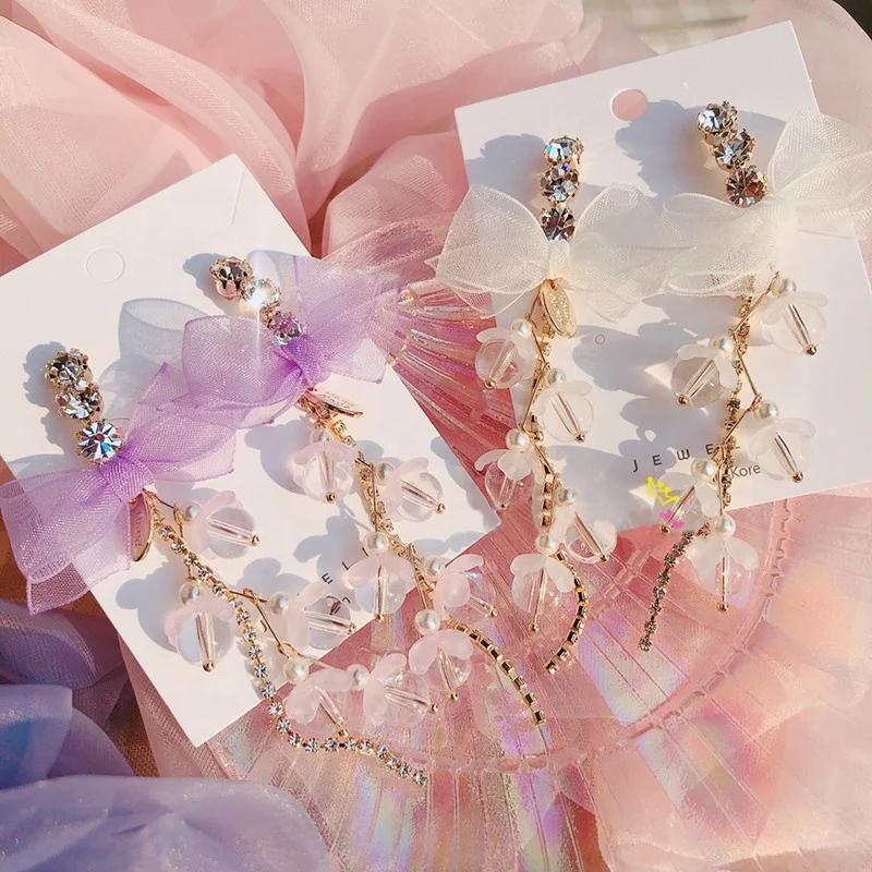 New Korean Sweet Yarn Bowknot Beads Rhinestone Long Drop Earrings For Women Fashion Holiday Party Jewelry Gifts
New Korean Sweet Yarn Bowknot Beads Rhinestone Long Drop Earrings For Women Fashion Holiday Party Jewelry Gifts