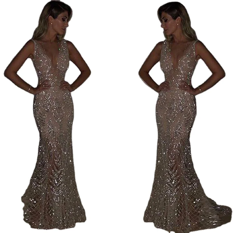Women's Evening Dress 2019 Gold Prom Dress Bling Mermaid Sequined Ladies Formal Wear Gowns, Purple 
Women's Evening Dress 2019 Gold Prom Dress Bling Mermaid Sequined Ladies Formal Wear Gowns, Purple