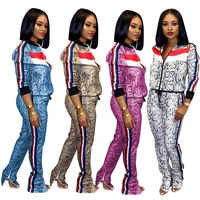 Fashion long sleeve snakeskin two piece pants set women party activewear fall clothes 2019
Fashion long sleeve snakeskin two piece pants set women party activewear fall clothes 2019