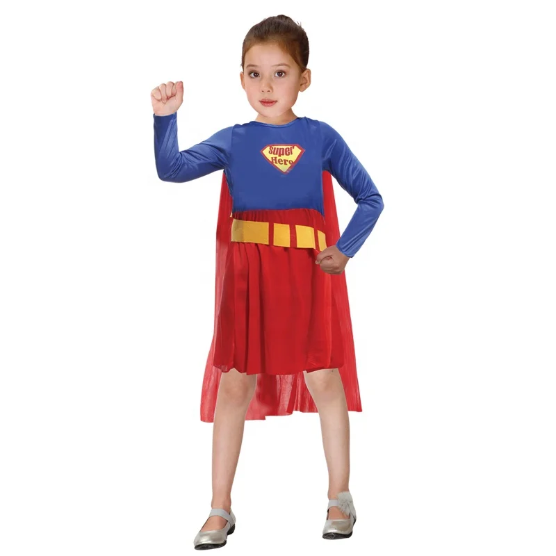 Cadılar bayramı Partisi Kızlar Kostüm Cosplay Superhero Elbise Sevimli Güzel Supergirl Takım Elbise G-0155