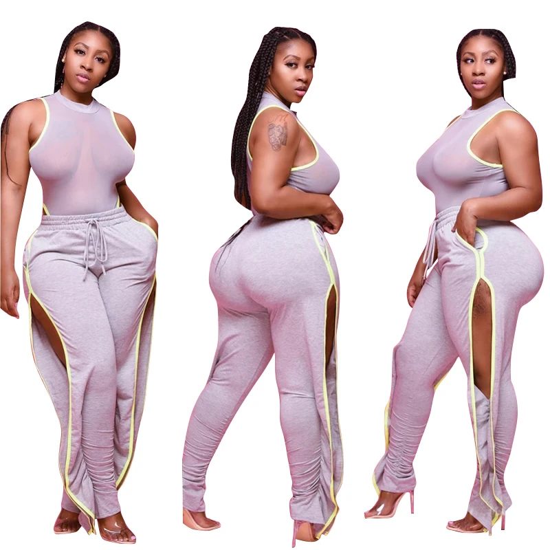 20713 Amazon European and American new style mesh see-through sexy top with slit elastic pants plus size women's suit, Black, grey
20713 Amazon European and American new style mesh see-through sexy top with slit elastic pants plus size women's suit, Black, grey