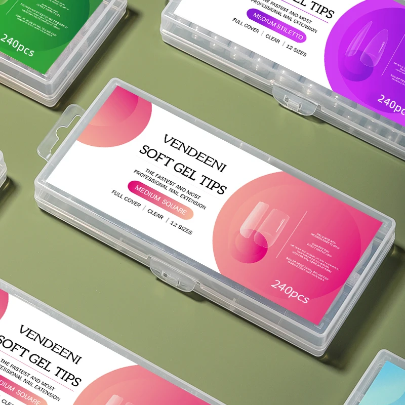 French Style VENDEENI Transparent Full Cover Medium Square Ballerina Nail Tips Gel Nail Tips False OEM Logo, 3000 colors
French Style VENDEENI Transparent Full Cover Medium Square Ballerina Nail Tips Gel Nail Tips False OEM Logo, 3000 colors