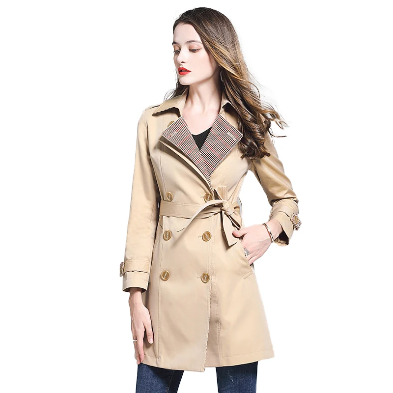 High quality Spring new design trench jacket plaid collar double breasted trench coat
High quality Spring new design trench jacket plaid collar double breasted trench coat
