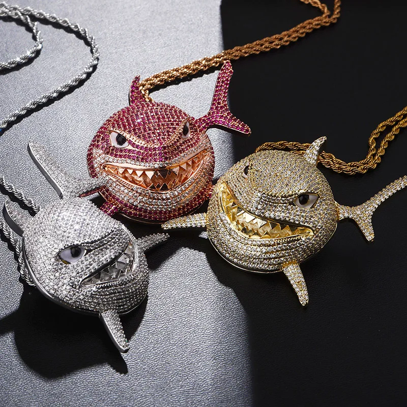 Hip Hop Jewelry 14K Gold Silver Plated Shark Pendant Chain Diamond Necklace Men Wholesale, Gold/silver/pink
Hip Hop Jewelry 14K Gold Silver Plated Shark Pendant Chain Diamond Necklace Men Wholesale, Gold/silver/pink