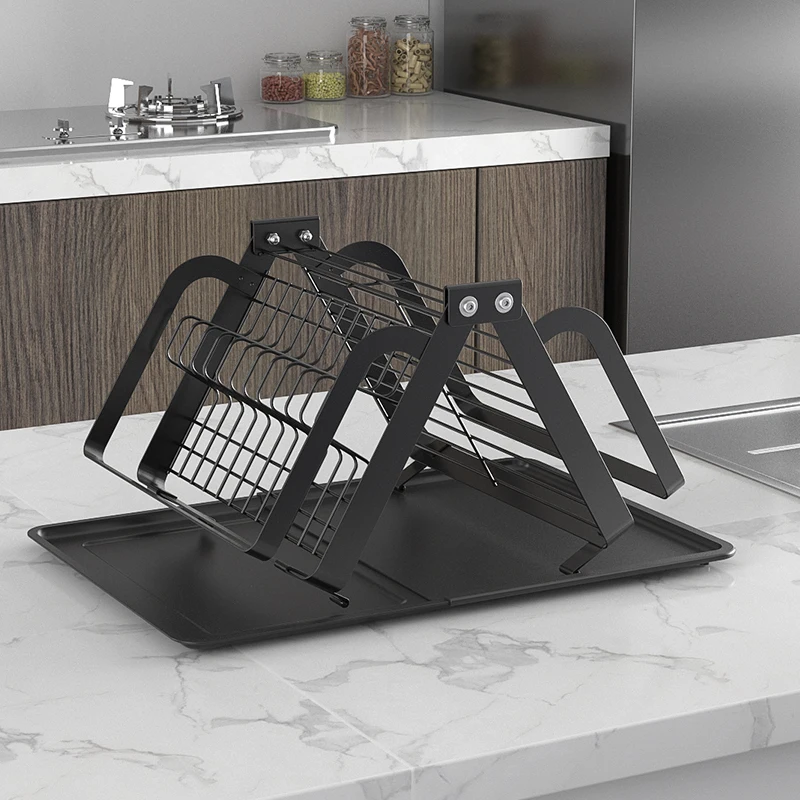 Small volume foldable stainless steel black kitchen storage shelf countertop drying rack for dish
Small volume foldable stainless steel black kitchen storage shelf countertop drying rack for dish