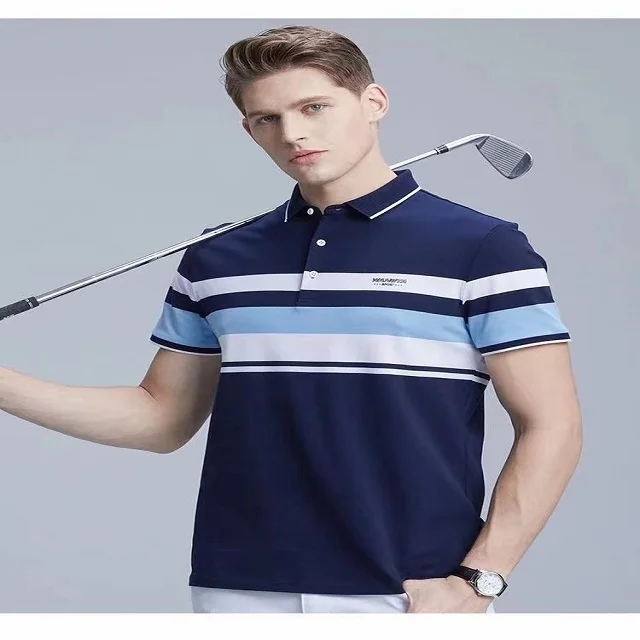 Wholesale Custom Design Fabric Logo Short Sleeve Striped Polo Shirt For Men, Blue
Wholesale Custom Design Fabric Logo Short Sleeve Striped Polo Shirt For Men, Blue