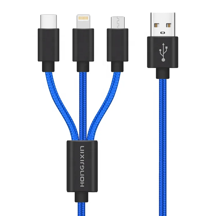 HJX Multi USB Charging Cable 3A, 3 in 1 Fast Charger Cord Connector with USB Type C Micro Lighting
HJX Multi USB Charging Cable 3A, 3 in 1 Fast Charger Cord Connector with USB Type C Micro Lighting
