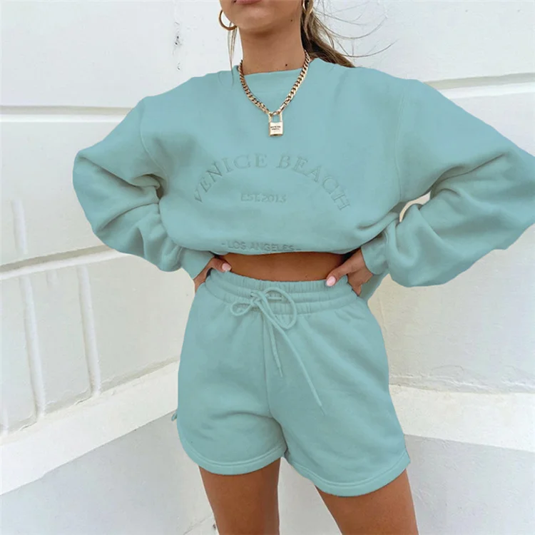High Quantity Embroidery Letter Long Sleeve O Neck Sport Pullover Street Pop Biker Short Sweater For Women Two Piece Pants Set, Customized color
High Quantity Embroidery Letter Long Sleeve O Neck Sport Pullover Street Pop Biker Short Sweater For Women Two Piece Pants Set, Customized color
