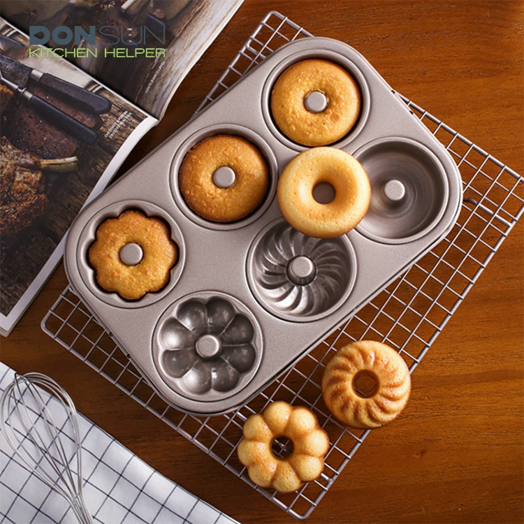 6 cup carbon steel Non Stick doughnut mould Baking Tray round muffin baking pan, Gold
6 cup carbon steel Non Stick doughnut mould Baking Tray round muffin baking pan, Gold