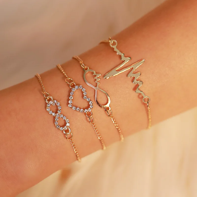 BR-0597 Creative Hot-Selling Set Bracelet Simple Love Diamond Fashion Four-Piece Bracelet Jewelry Womens Bracelets And Charms, Gold
BR-0597 Creative Hot-Selling Set Bracelet Simple Love Diamond Fashion Four-Piece Bracelet Jewelry Womens Bracelets And Charms, Gold