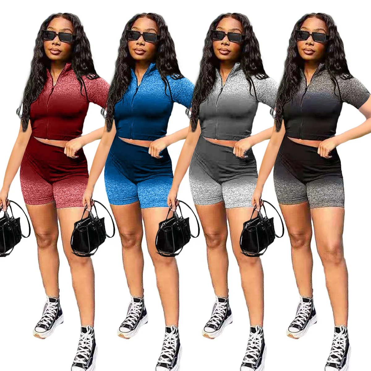 QC-MN8012 Skinny gradient printed womens summer sets shorts breathable casual zipper biker tie dye short sets women two piece
QC-MN8012 Skinny gradient printed womens summer sets shorts breathable casual zipper biker tie dye short sets women two piece