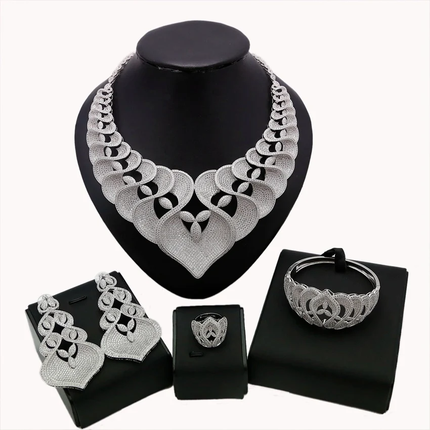 Yulaili Luxury Feather Lariat Flower Women Wedding Cubic Zirconia Choker Necklace Earring Dubai Jewelry Set
Yulaili Luxury Feather Lariat Flower Women Wedding Cubic Zirconia Choker Necklace Earring Dubai Jewelry Set
