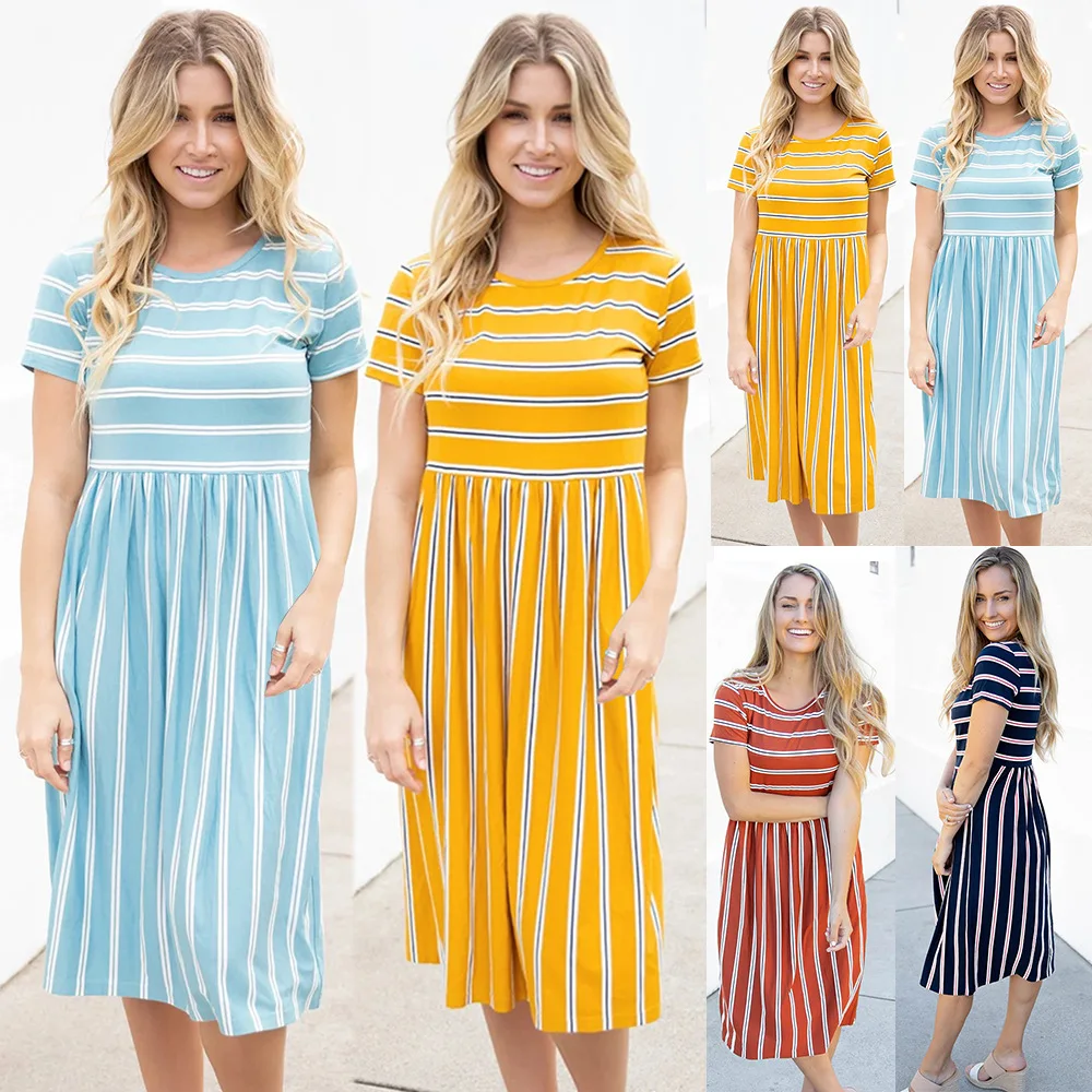 Wholesale Large Size Casual Dress Summer New Style 2021 Round Neck Striped Female Skirt Adult Loose Long Skirt, Customized color
Wholesale Large Size Casual Dress Summer New Style 2021 Round Neck Striped Female Skirt Adult Loose Long Skirt, Customized color
