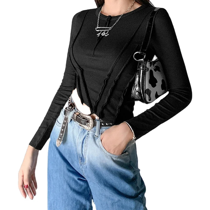 2021 summer women clothing New Designs sexy solid color top with Round neck elegant ribbed patchwork long sleeve crop top
2021 summer women clothing New Designs sexy solid color top with Round neck elegant ribbed patchwork long sleeve crop top