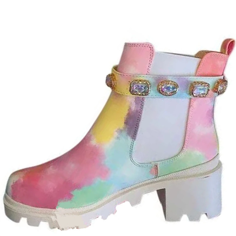 Dropshipping Custom Logo Women's Ankle Boots Autumn Rainbow Short Boot Square Heel Rhinestone Shoes
Dropshipping Custom Logo Women's Ankle Boots Autumn Rainbow Short Boot Square Heel Rhinestone Shoes