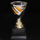 Plain style mini gold plated metal trophies, black cube base champions award trophies apply to souvenir