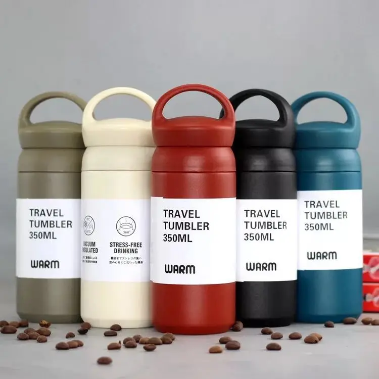 

Wholesale 2019 hot selling 350ml/500ml double wall stainless steel thermos travel tumbler , coffee mug, water bottle with handle, Customized color