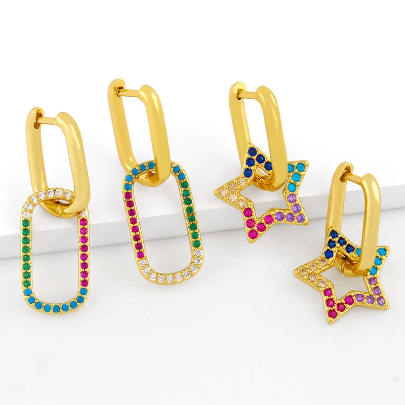 European Multicolor Oval Round Cubic Zirconia Star Drop Earrings 18k Real Gold Plated Star Clip On Earring For Girls
European Multicolor Oval Round Cubic Zirconia Star Drop Earrings 18k Real Gold Plated Star Clip On Earring For Girls