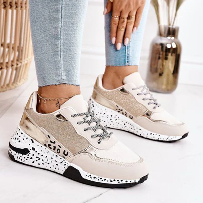 Women Sneakers 2021 Leopard Print Lace-Up Women's Vulcanize Shoes Platform Sports Ladies Sneakers Breathable Plus 43 Women Shoes, Silver,gold
Women Sneakers 2021 Leopard Print Lace-Up Women's Vulcanize Shoes Platform Sports Ladies Sneakers Breathable Plus 43 Women Shoes, Silver,gold