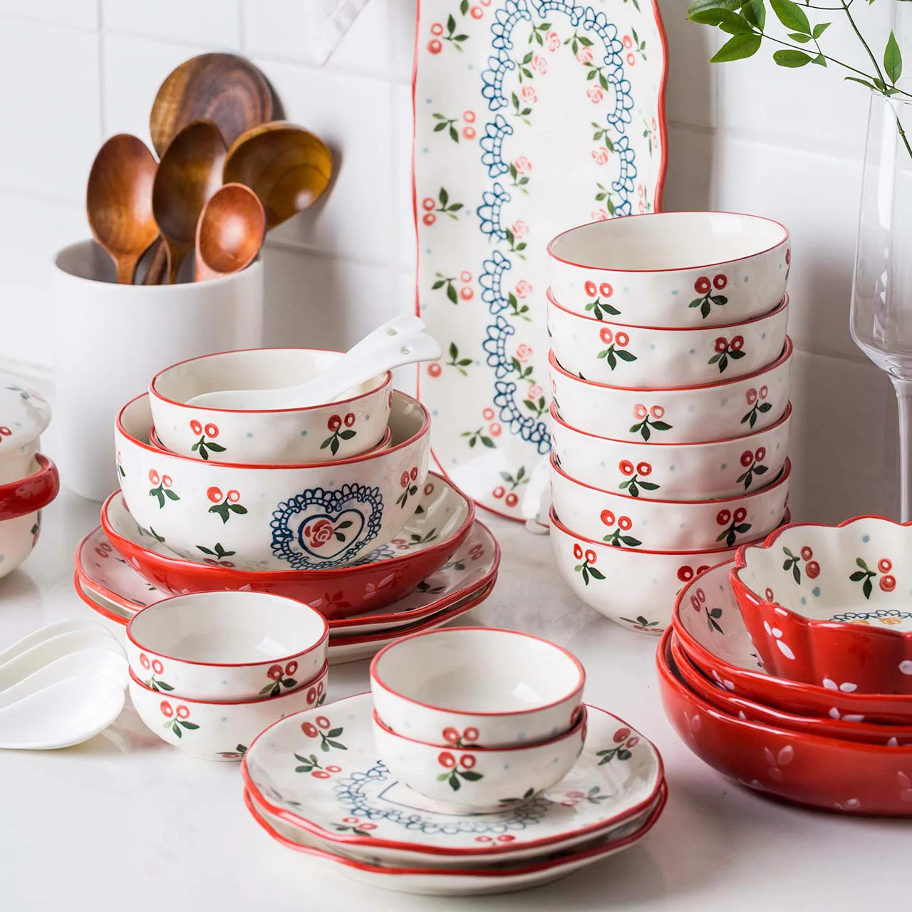 MONAZONE Japanese creative cherry ceramic tableware large plate dish salad bowl long fish plate bowl dinnerware set
MONAZONE Japanese creative cherry ceramic tableware large plate dish salad bowl long fish plate bowl dinnerware set