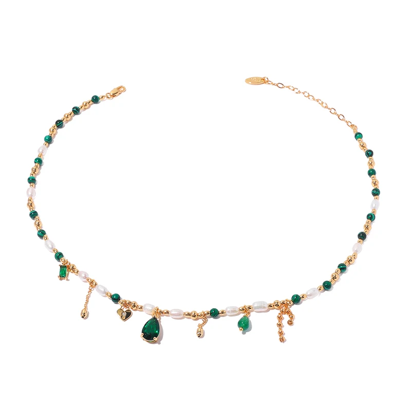 New Arrival Gold Plated Retro Style Natural Stone Chain INS Trendy Elegant Zircon Tassel Pearl Necklace For Women
New Arrival Gold Plated Retro Style Natural Stone Chain INS Trendy Elegant Zircon Tassel Pearl Necklace For Women