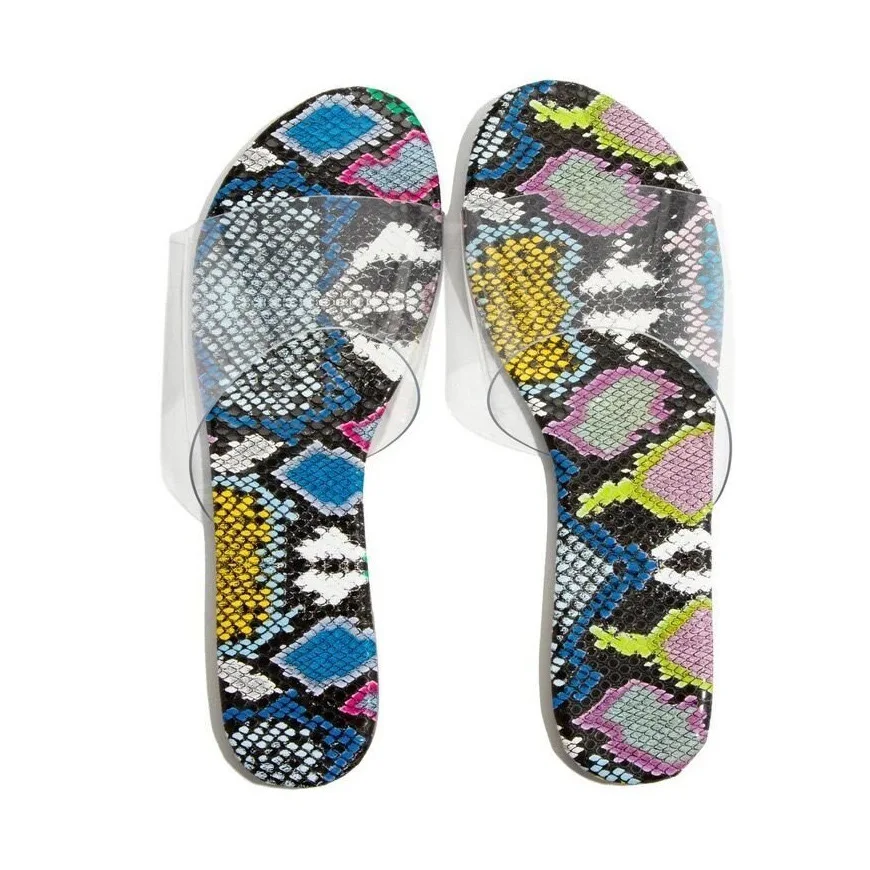 Women's flat sandals 2021 fashion PVC clear slides snakeskin printing slippers casual outdoors transparent slipper for woman, 8 color
Women's flat sandals 2021 fashion PVC clear slides snakeskin printing slippers casual outdoors transparent slipper for woman, 8 color