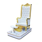 Rroyal White Pipeless High Back Queen Throne Luminous Spa Massage Pedicure Chair