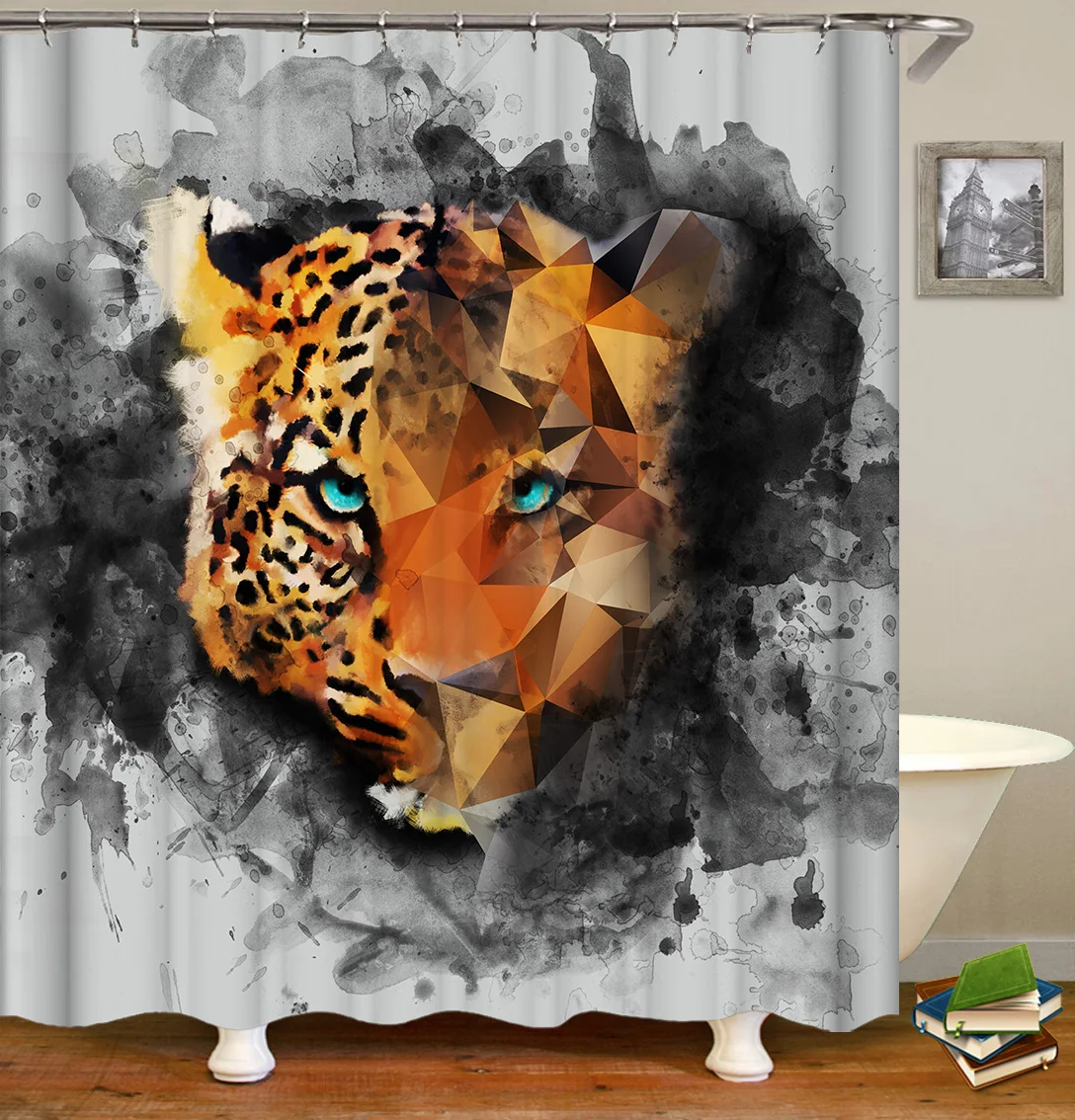 100% polyester animal waterproof bathroom shower curtain, domineering cheetah, lion tiger digital printing hook shower curtain/, Customized color
100% polyester animal waterproof bathroom shower curtain, domineering cheetah, lion tiger digital printing hook shower curtain/, Customized color