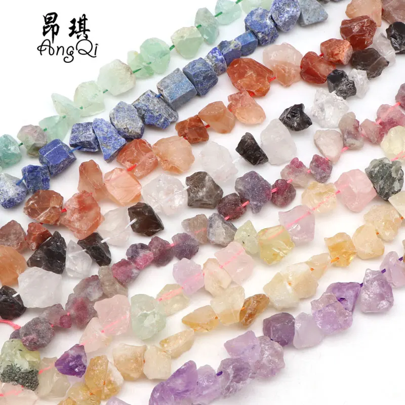 

10-15mm Drilled Irregular Natural Rough Crystal/Amsethyst/Howlite/Fluorite/Tiger Eye Agate Raw Stone Beads For Jewelry Making, Multi-colors