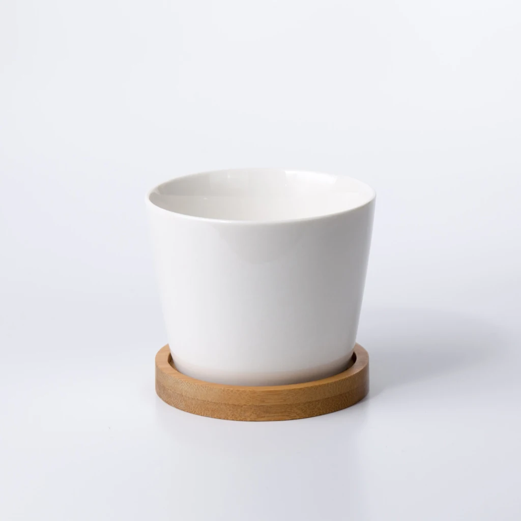 wholesale Modern White Decorative Garden Inverted truncated-cone-type ceramic flower pot with Bamboo Tray Succulent Plant Pot
wholesale Modern White Decorative Garden Inverted truncated-cone-type ceramic flower pot with Bamboo Tray Succulent Plant Pot